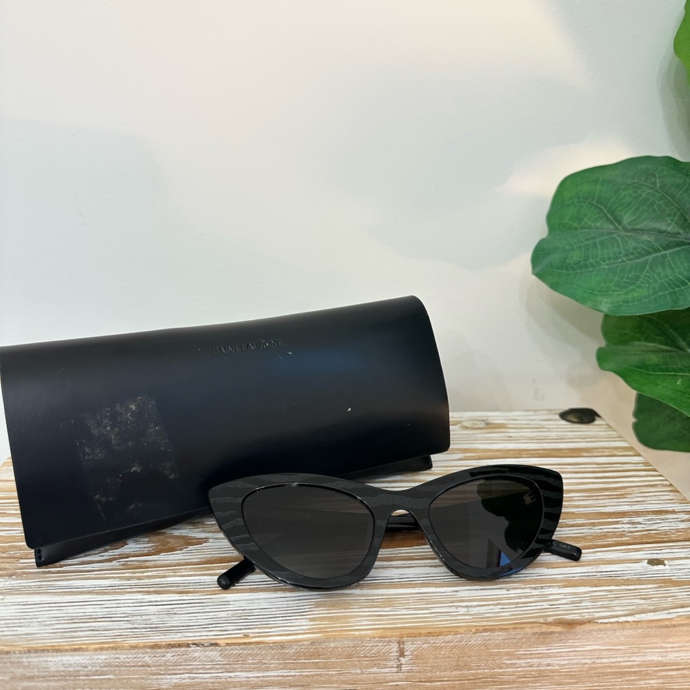 Saint Laurent black cat eye sunglasses with case
